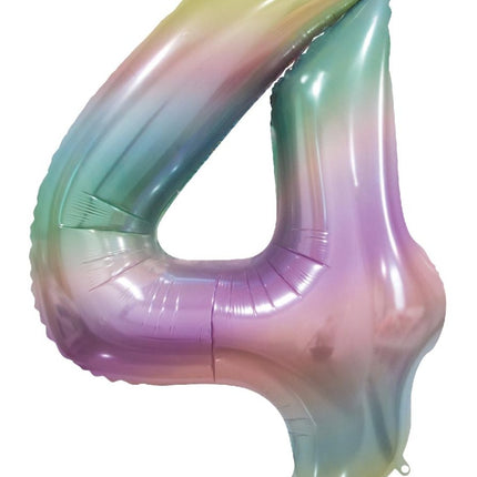 4 Jaar Helium Ballon Regenboog Pastel Leeg 86cm van WeFiesta koop je bij Partywinkel
