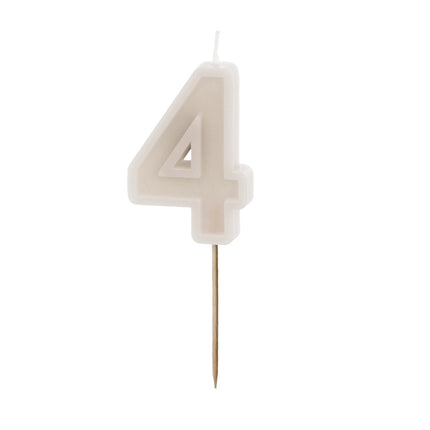4 Jaar Kaars Beige 10cm van Partydeco koop je bij Partywinkel