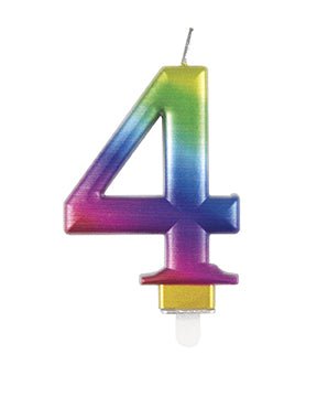 4 Jaar Kaars Regenboog 9,5cm van Unique koop je bij Partywinkel