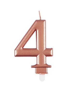 4 Jaar Kaars Rose Goud 10cm van Unique koop je bij Partywinkel