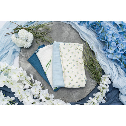 Serviettes en coton fleuries 40cm 4pcs