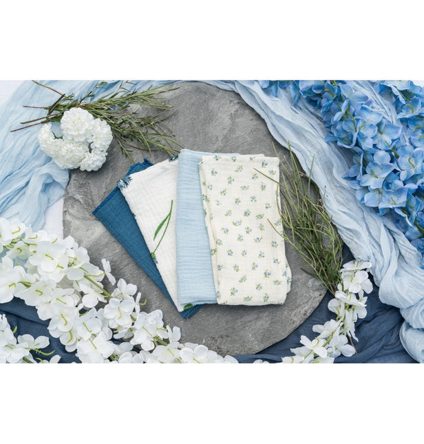 Serviettes en coton fleuries 40cm 4pcs