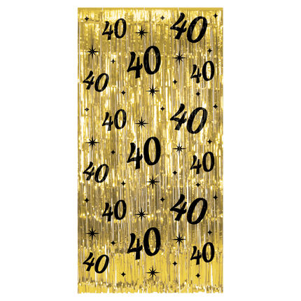 40 Jaar Deurgordijn Goud Zwart van Paper Dreams koop je bij Partywinkel