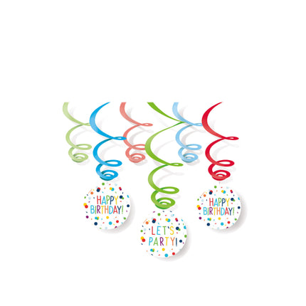 Décoration suspendue - Swirls Confetti Birthday - Lot de 6 - 80 cm