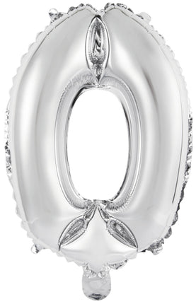 Ballon de baudruche - Mini Number 0 - Argent - 34 x 23 cm