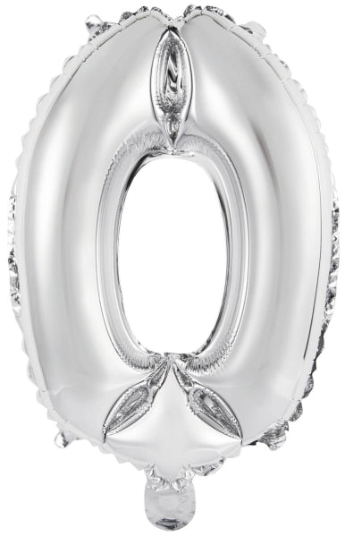 Ballon de baudruche - Mini Number 0 - Argent - 34 x 23 cm