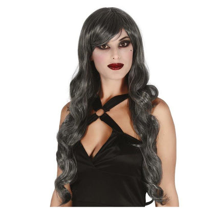 Perruque d'Halloween Cheveux longs Trait gris