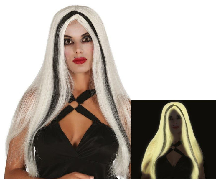 Perruque d'Halloween cheveux longs phosphorescents