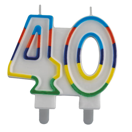 Bougie « 40 ans » avec bord coloré, 7 cm