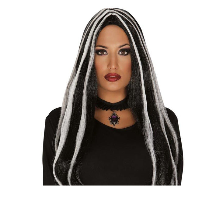 Perruque d'Halloween Cheveux longs Rayures blanches