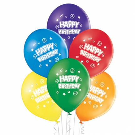 Ballons colorés « Happy Birthday » 30 cm, lot de 10