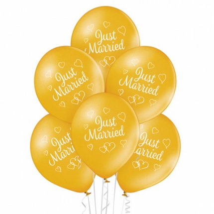 Ballons « Just Married » dorés, 30 cm, lot de 10