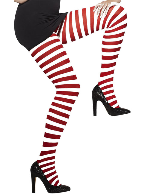 Collants rayés rouge et blanc