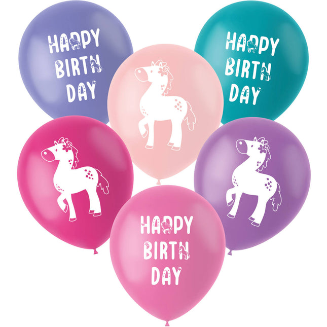 Bon anniversaire Ballons Chevaux 33cm 6pcs