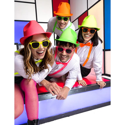 Lunettes de fête Pop rose fluo UV