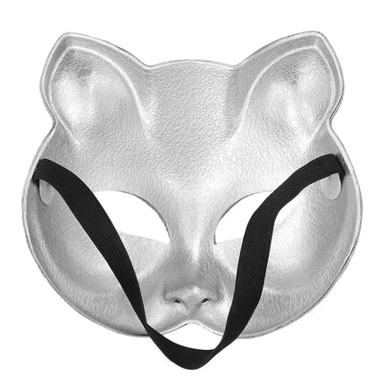 Demi-masque Disco Cat argenté