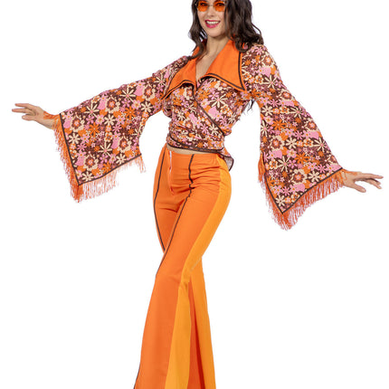 Tenue des années soixante-dix orange dames