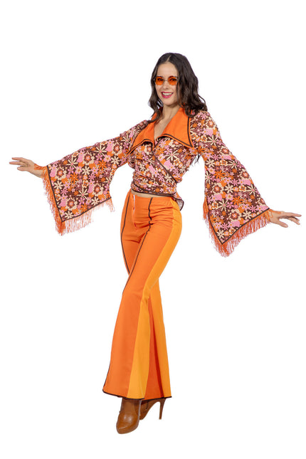 Tenue des années soixante-dix orange dames