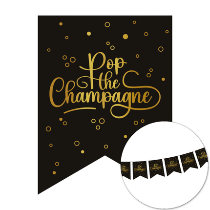 Papier bannière fanion 6m - Pop the Champagne - noir