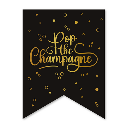 Papier bannière fanion 6m - Pop the Champagne - noir