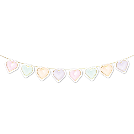 Papier guirlande 2m - Coeurs aquarelles