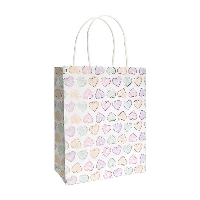 Papier pour sacs-cadeaux 170x80x210mm - Cœurs aquarellés