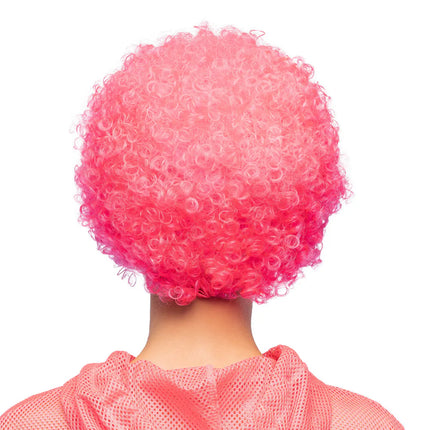 Perruque bouclée rose fluo UV
