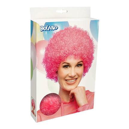 Perruque bouclée rose fluo UV