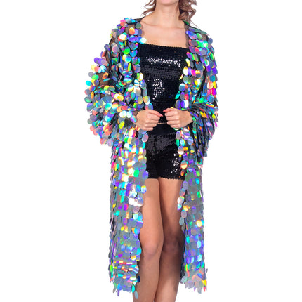 Veste argentée à paillettes longues pour dames