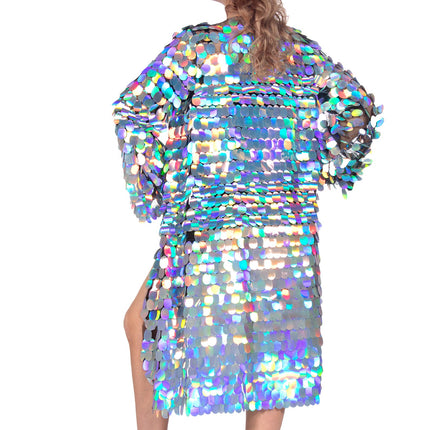 Veste argentée à paillettes longues pour dames