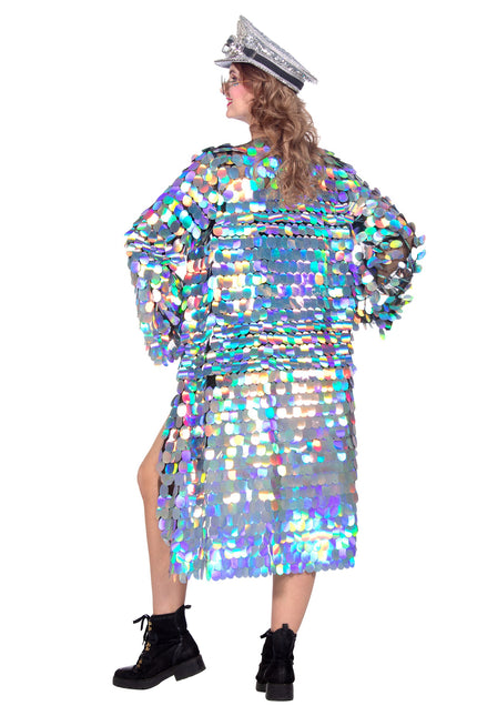 Veste argentée à paillettes longues pour dames