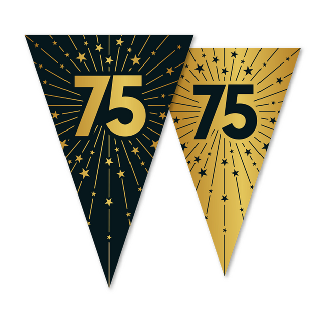 75 ans Guirlande Or Noir 10m