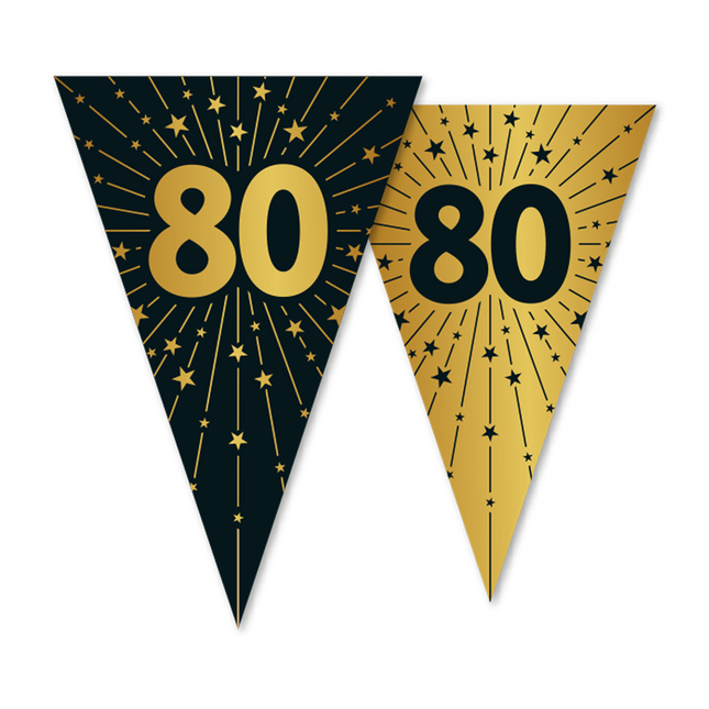 80 ans Guirlande Or Noir 10m