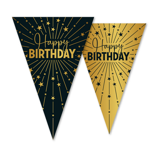 Guirlande Happy Birthday Or Noir 10m