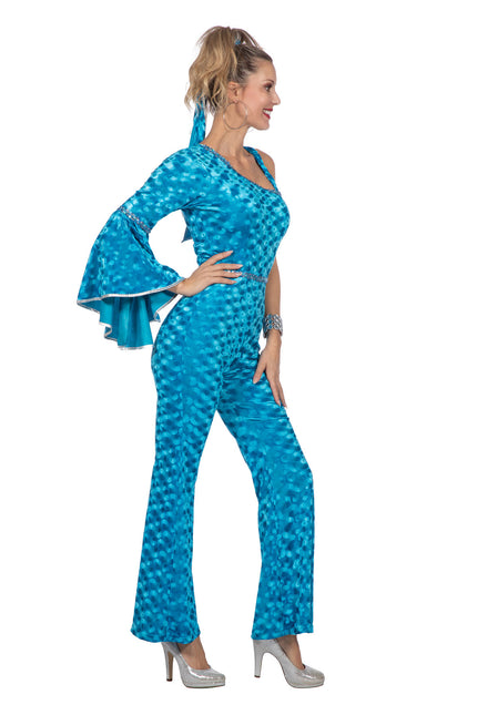 Combinaison disco en velours bleu