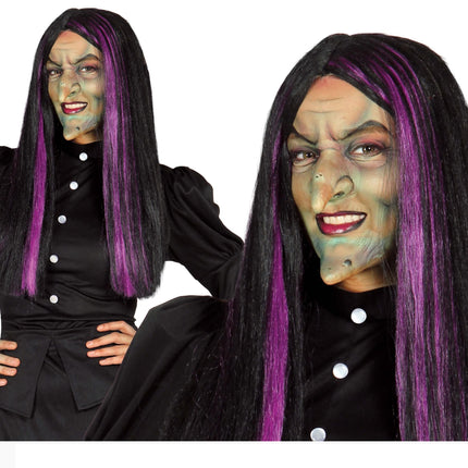 Perruque d'Halloween sorcière noire