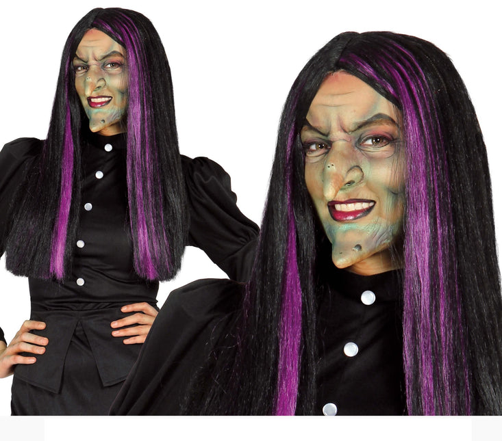 Perruque d'Halloween sorcière noire