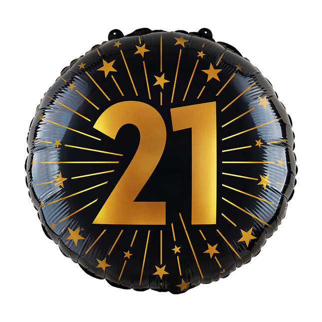 21 ans Ballon à l'hélium Noir Or Vide 45cm