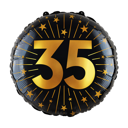 35 ans Ballon à l'hélium Noir Or Vide 45cm