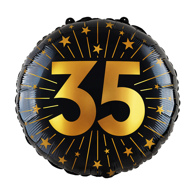 35 ans Ballon à l'hélium Noir Or Vide 45cm