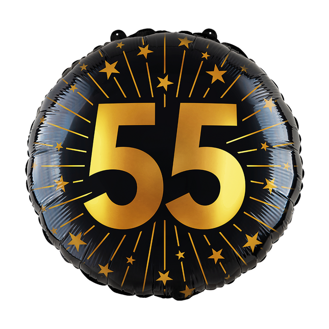 55 ans Ballon à l'hélium Noir Or Vide 45cm