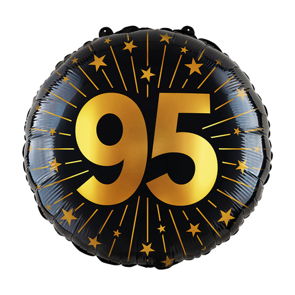95 ans Ballon à l'hélium Noir Or Vide 45cm