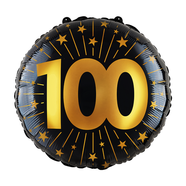Ballon à l'hélium 100 ans Noir or vide 45cm