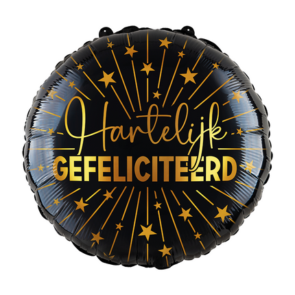 Bon anniversaire Ballon à l'hélium Noir Or Vide 45cm