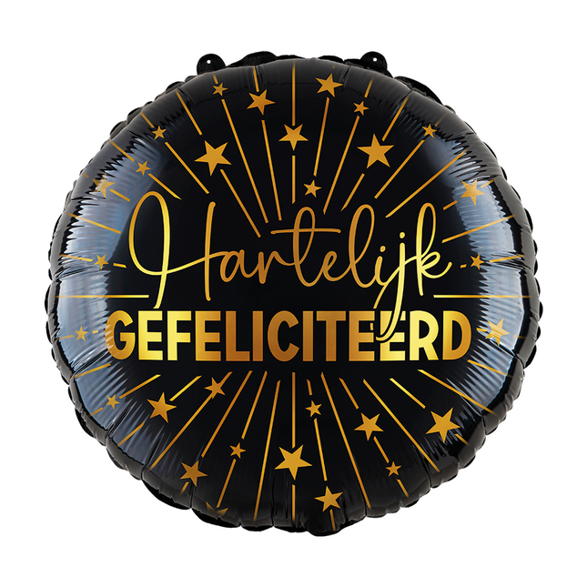 Bon anniversaire Ballon à l'hélium Noir Or Vide 45cm