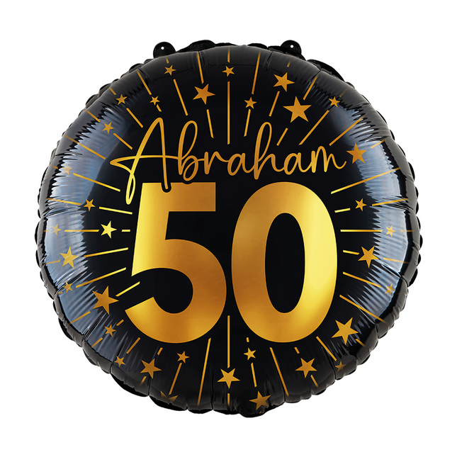 50 ans Ballon à l'hélium Noir Or Abraham Vide 45cm