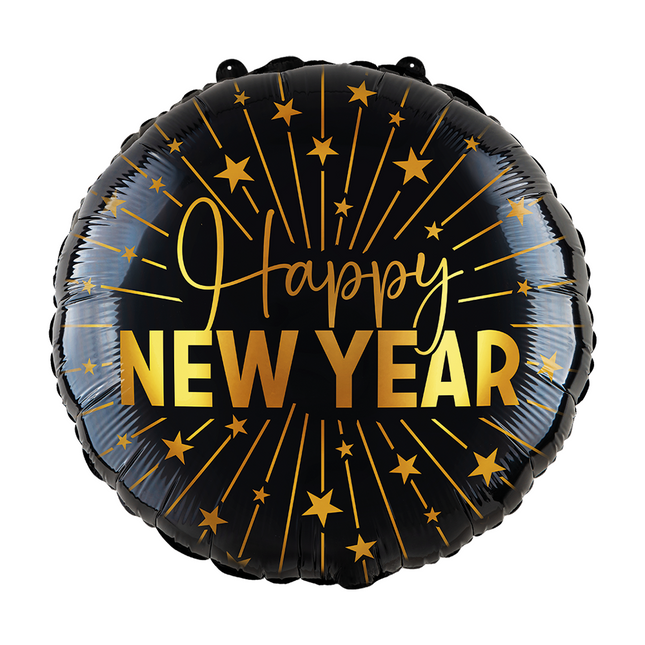 Ballon à l'hélium Bonne Année Noir Or Vide 45cm