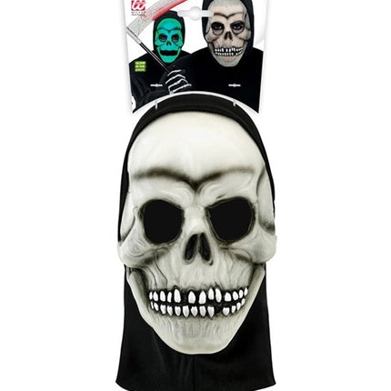 MASQUE DE CRÂNE AVEC CAPUCHE - LATEX PHOSPHORESCENT