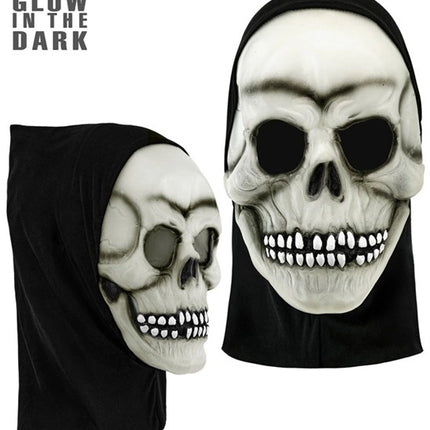 MASQUE DE CRÂNE AVEC CAPUCHE - LATEX PHOSPHORESCENT