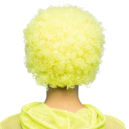 Perruque Curly jaune fluo UV